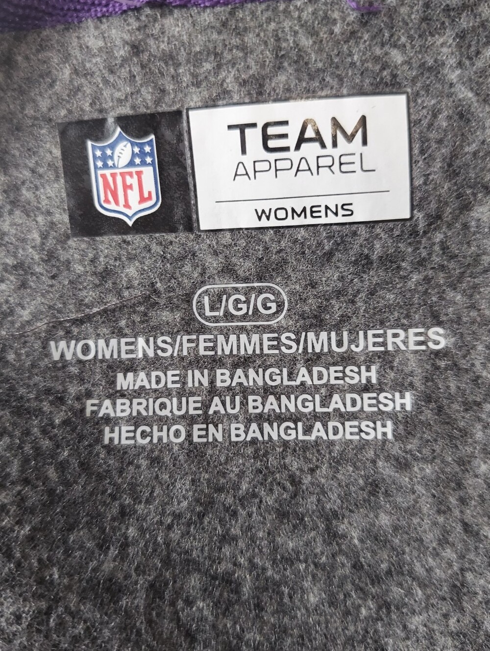 NWT NFL Team Apparel Woman's Size Large Vikings Full Zip Jacket Gray & Purple - Picture 6 of 7
